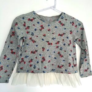 Gap 5T floral peplum long sleeve top with tulle